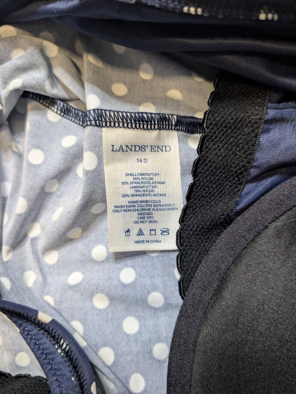 Lands' End Navy and White Polka Dot Tankini Camisole Size 14D - Picture 5 of 7